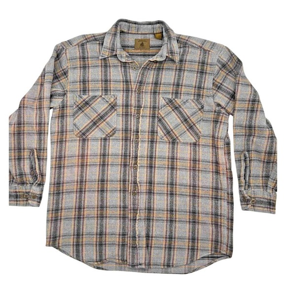 St. John's Bay Women's Heavy Flannel Plaid‎ Shirt Button Front Cotton Outdoors L - Picture 1 of 10